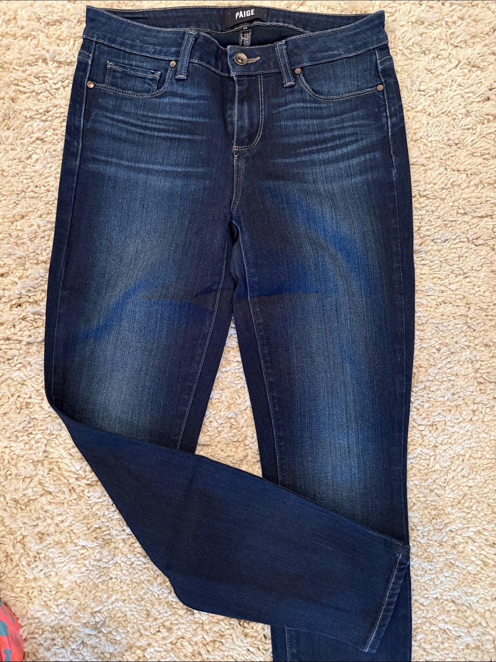 PAIGE Indigo Blue Skinny Jeans with Subtle Fade